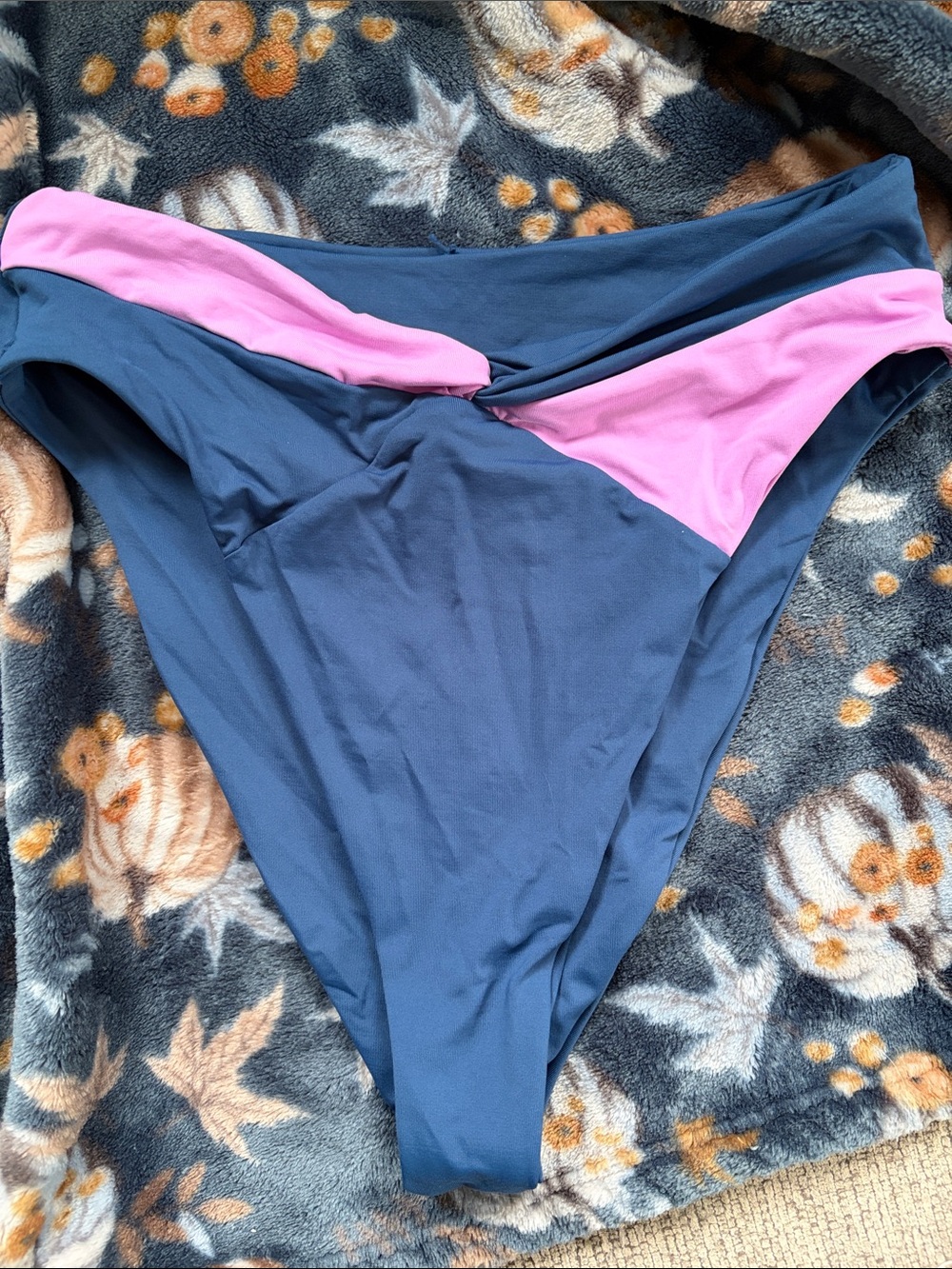L Space Women's High-Cut Two-Tone Bikini Bottom - Blue & Pink